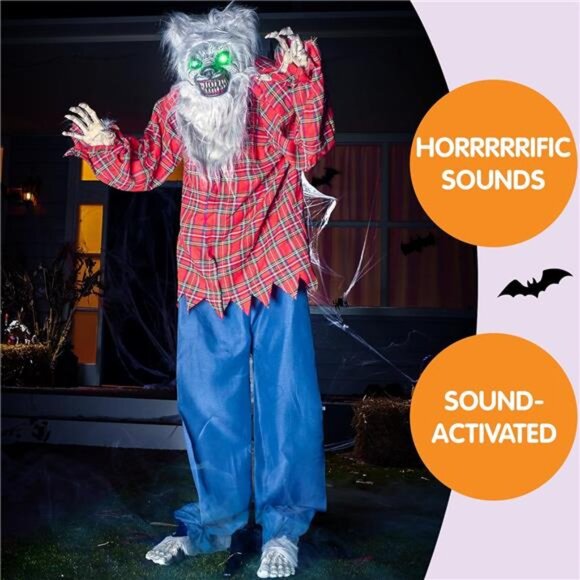 JOYIN‎ 63" Halloween Decoration Outdoor Standing Werewolf Animatronics - Picture 5 of 7
